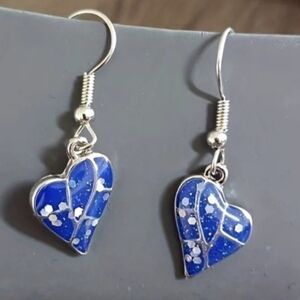 Blue Heart Drop Earrings